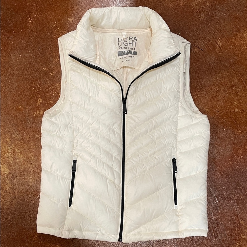 Love Tree White Quilted Vest